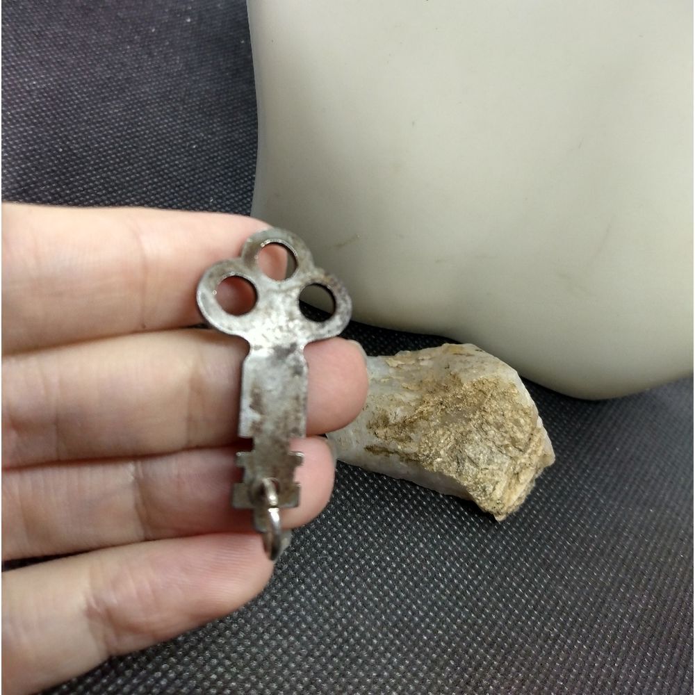 Antique Solid Silver key necklace pendant